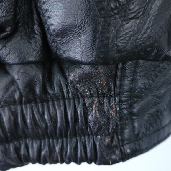 UB Leather Army Bomber Jacket Men XXL, Black, Army Patch, Zip Up Coat Men - Picture 4 of 8